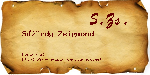 Sárdy Zsigmond névjegykártya